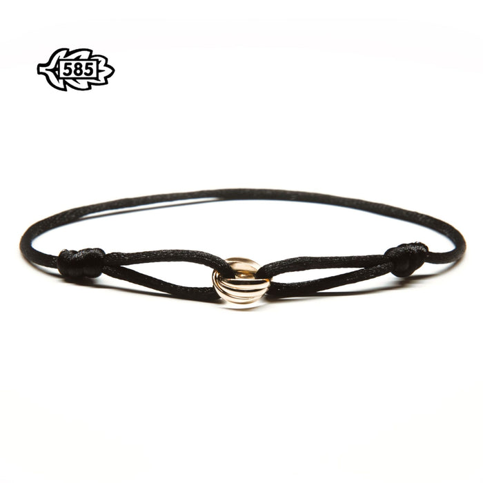 14K Tricolor Armband in Geelgoud